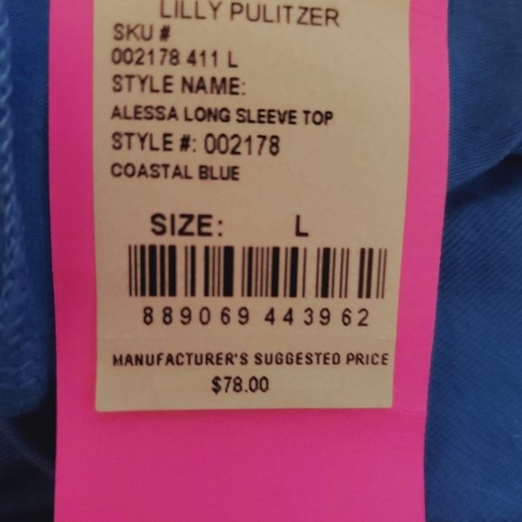 Lilly Pulitzer Alessa long sleeve top. size L. Reduced - Picture 4 of 4